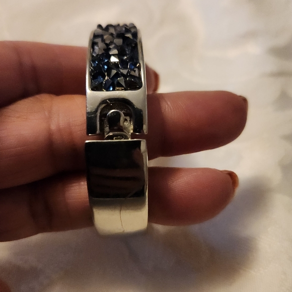 Blue Bead Bangle, Marcasite Studded Silver Tone, Kenneth Cole Bracelet - Picture 3 of 4